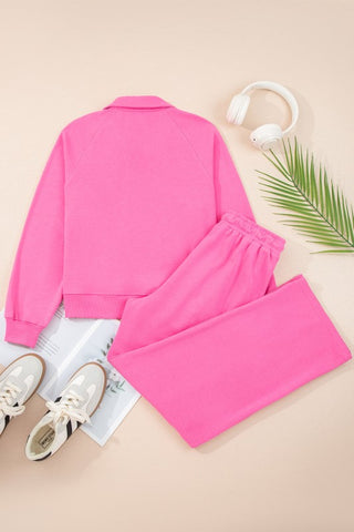 Kayli Solid Collared Central Seam Two Piece Sets