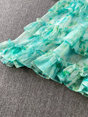 Amelia Floral Print Ruffle Hem Two Piece Sets