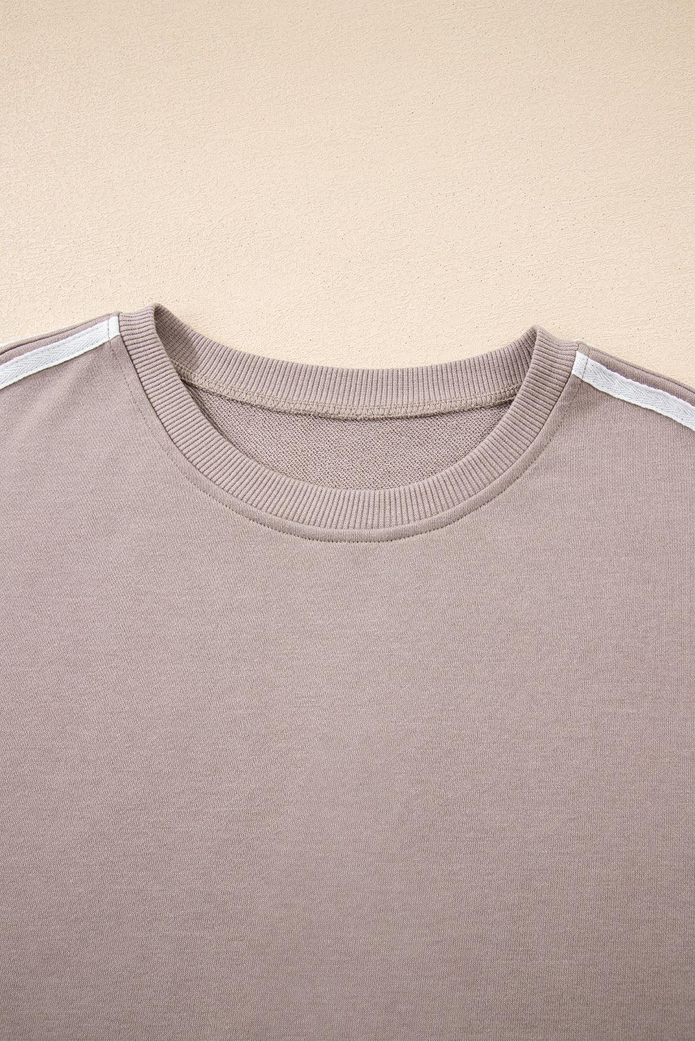 Gray Morn Varsity Striped Detail Crewneck Pullover Two Piece Outfit