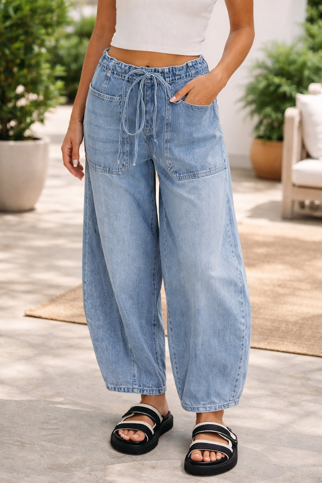 Bella Paperbag Waist Barrel Jeans
