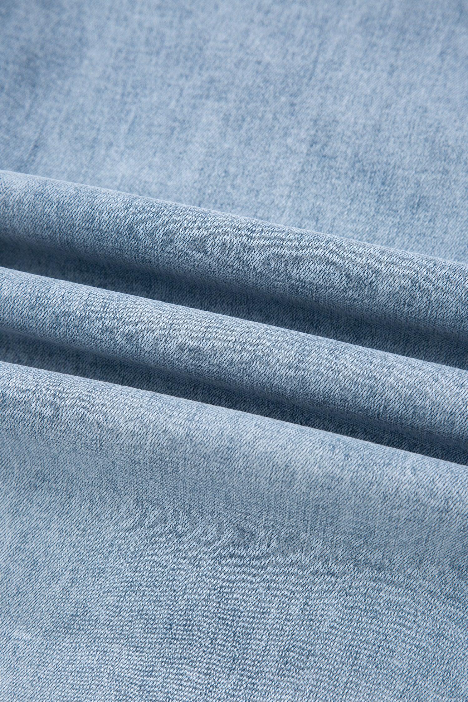 Winley Beau Blue Bow Knot Side Detail Straight Leg Loose Jeans
