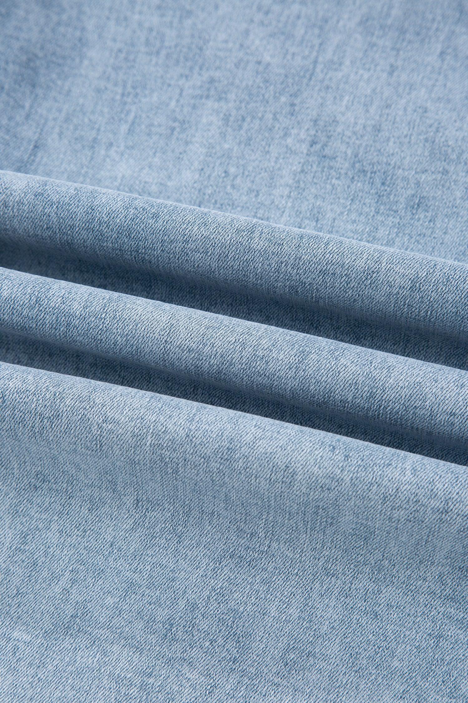Beau Blue Bow Knot Side Detail Straight Leg Loose Jeans