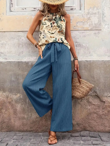 Zoe Printed Wide Leg Two Piece Sets