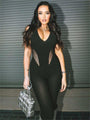 Camelia Spring Sexy Solid Black Halter Backless Jumpsuits - Vestir en Moda