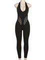Camelia Spring Sexy Solid Black Halter Backless Jumpsuits - Vestir en Moda