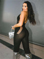 Camelia Spring Sexy Solid Black Halter Backless Jumpsuits - Vestir en Moda