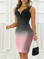 Cameron Ombre Colorblock Contrast Lace Glitter Bodycon Party Dress - Vestir en Moda