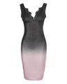 Cameron Ombre Colorblock Contrast Lace Glitter Bodycon Party Dress - Vestir en Moda