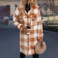 Camila Coat Women Casual Double Pocket Plaid Warm - Vestir en Moda