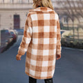 Camila Coat Women Casual Double Pocket Plaid Warm - Vestir en Moda