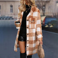 Camila Coat Women Casual Double Pocket Plaid Warm - Vestir en Moda