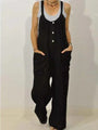 Camila Cotton Women Pocket Solid Elastic Band Button Jumpsuits - Vestir en Moda