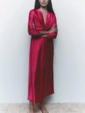 Camila neck Silk Elastic Sleeve Dresses - Vestir en Moda