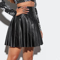 Candy Pleated Women Sexy Faux Leather Skirt Night - Vestir en Moda