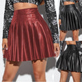 Candy Pleated Women Sexy Faux Leather Skirt Night - Vestir en Moda