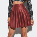 Candy Pleated Women Sexy Faux Leather Skirt Night - Vestir en Moda
