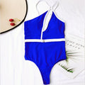 Carmen Hollow Out One Shoulder High Waist Monokini Solid Belt Bathing Suit - Vestir en Moda