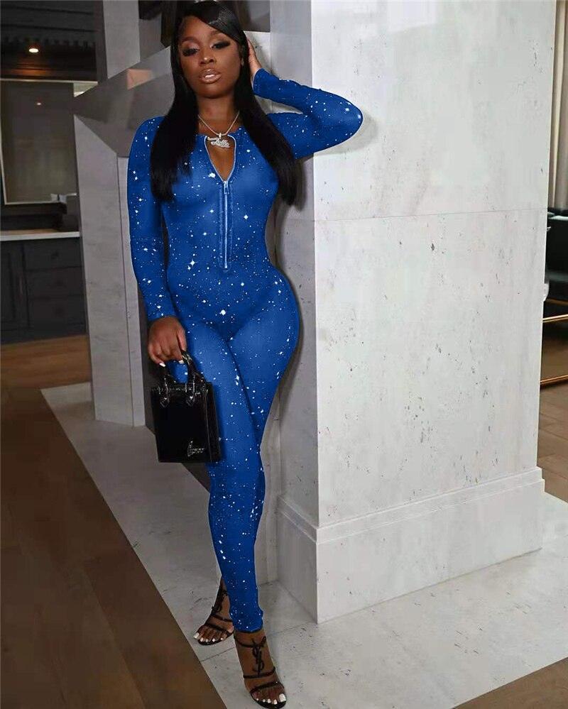 Carmen Sexy Elegant Galaxy Print Mesh Sheer Jumpsuits Women - Vestir en Moda