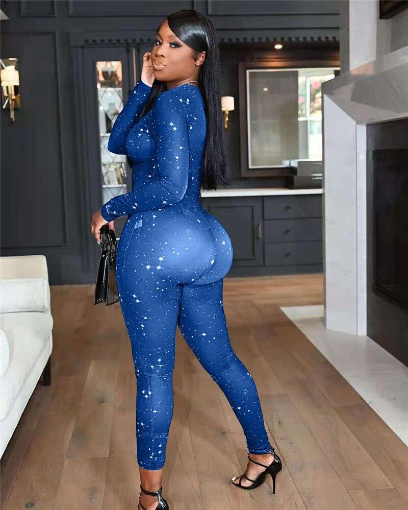 Carmen Sexy Elegant Galaxy Print Mesh Sheer Jumpsuits Women - Vestir en Moda