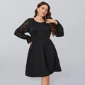 Carmine Solid Color High waist Lace Elegant Plus Size Dress - Vestir en Moda