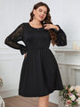 Carmine Solid Color High waist Lace Elegant Plus Size Dress - Vestir en Moda
