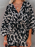 Carola Women Tropical Print Faux Wrap Rompers - Vestir en Moda