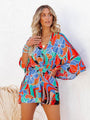 Carola Women Tropical Print Faux Wrap Rompers - Vestir en Moda