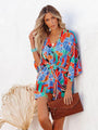 Carola Women Tropical Print Faux Wrap Rompers - Vestir en Moda