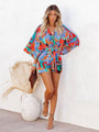 Carola Women Tropical Print Faux Wrap Rompers - Vestir en Moda