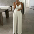Casper Wide Leg Sleeveless V-neck Backless Trousers Jumpsuit - Vestir en Moda