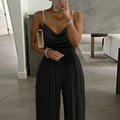 Casper Wide Leg Sleeveless V-neck Backless Trousers Jumpsuit - Vestir en Moda