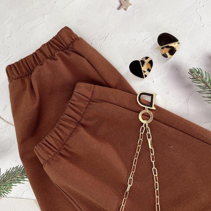 Cataleya Solid Color Round Neck Pullover Cropped Long Sleeve Set - Vestir en Moda