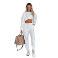 Cataleya Solid Color Round Neck Pullover Cropped Long Sleeve Set - Vestir en Moda
