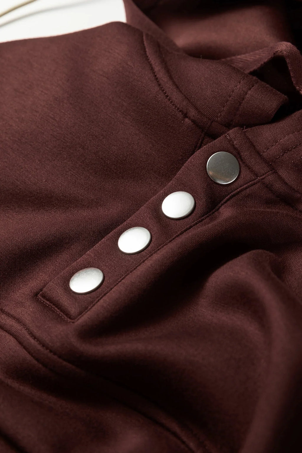 Chicory Coffee Button Drawstring Cropped Hoodie Jogger Set