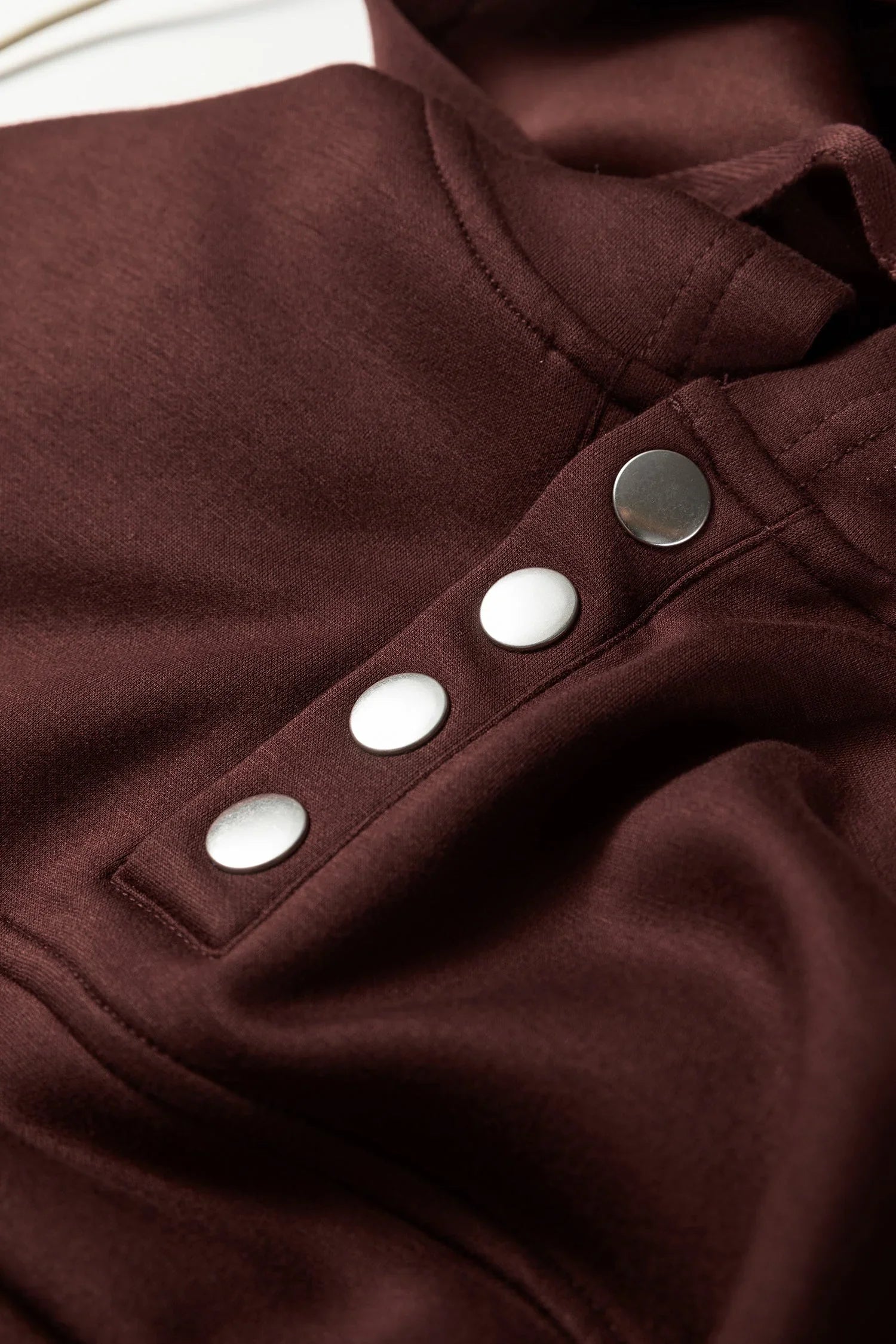 Chicory Coffee Button Drawstring Cropped Hoodie Jogger Set