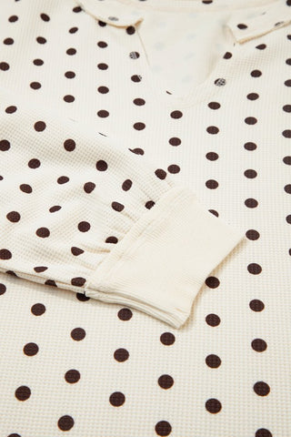 Milka Polka Dot Waffle Lounge Two Piece Sets