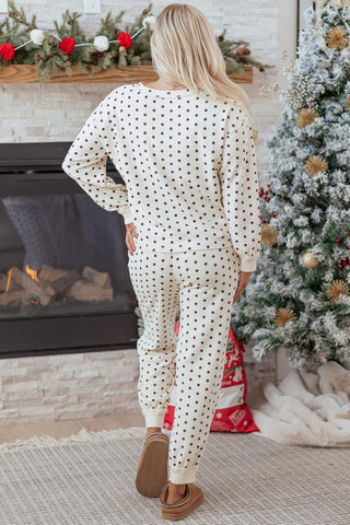 Milka Polka Dot Waffle Lounge Two Piece Sets