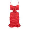 Cecilia Bandeau Camisole High Waist Ruffles Package Hip Vacation Two Piece Set - Vestir en Moda