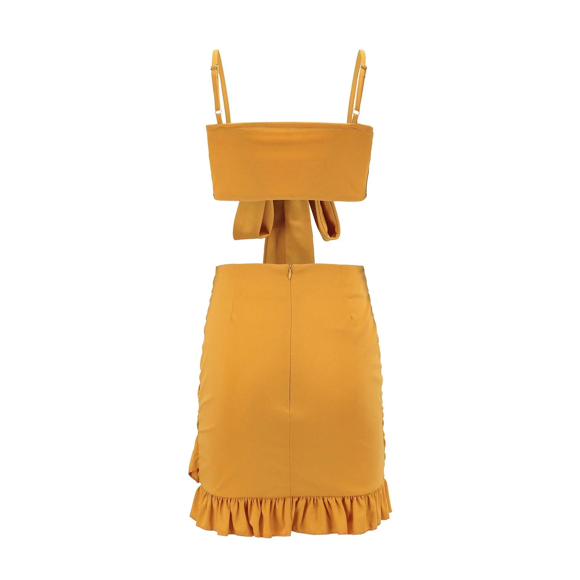 Cecilia Bandeau Camisole High Waist Ruffles Package Hip Vacation Two Piece Set - Vestir en Moda