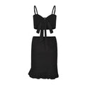 Cecilia Bandeau Camisole High Waist Ruffles Package Hip Vacation Two Piece Set - Vestir en Moda
