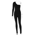 Celeste Single Shoulder Sleeve Solid Color Tight Hip Lift Jumpsuit - Vestir en Moda