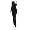 Celeste Single Shoulder Sleeve Solid Color Tight Hip Lift Jumpsuit - Vestir en Moda