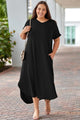 Channeilin Plus Size V-Neck Short Sleeve Maxi Dress - Vestir en Moda
