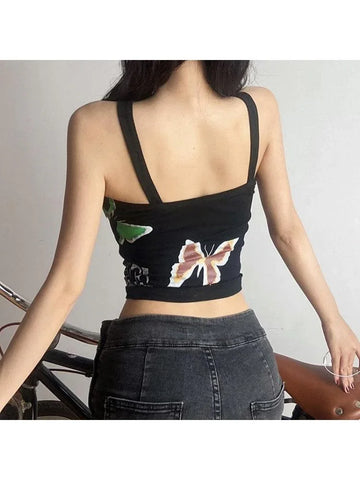 Chantal Butterfly Printed Cropped Tops