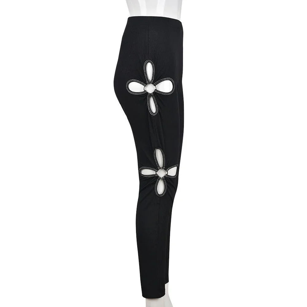 Charli Street Shooting Hollow Out Cutout Personality Pattern High Elastic Pants - Vestir en Moda