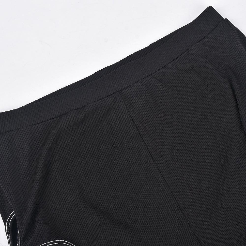 Charli Street Shooting Hollow Out Cutout Personality Pattern High Elastic Pants - Vestir en Moda
