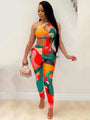 Charlotte Contrast Color One Shoulder Printed Jumpsuits - Vestir en Moda