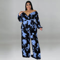 Charlotte Off Shoulder Floral Print Outfit Sexy Fashion Wide Leg Jumpsuit - Vestir en Moda