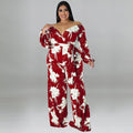 Charlotte Off Shoulder Floral Print Outfit Sexy Fashion Wide Leg Jumpsuit - Vestir en Moda