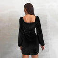 Charlotte Sexy Hollow Out Cutout Lace-up Hip Velvet Dress Light Short Evening - Vestir en Moda